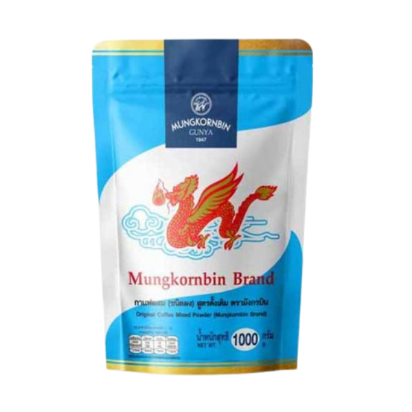 กาแฟผสมชนิดผง สูตรดั้งเดิม ซองสีฟ้า 1000g ตรามังกรบิน