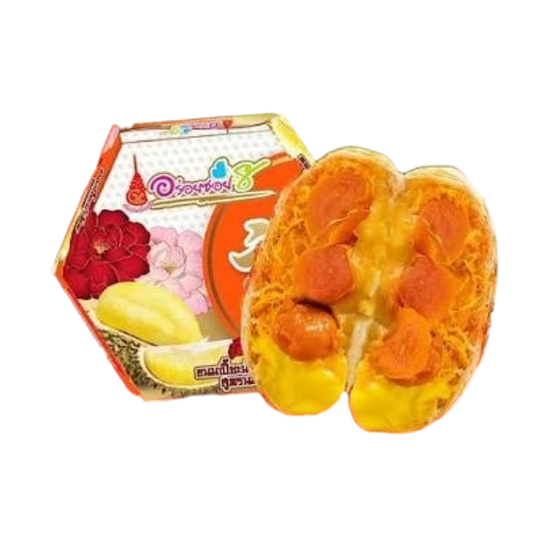 ขนมเปี๊ยะนมสดไข่ทะลัก ทุเรียนฝอยทองไข่เค็ม 500g