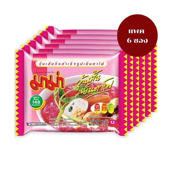 Instant glass noodles, yen ta fo flavor (40g x pack of 6 sachets)