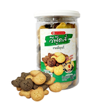 VFoods teddy bear shaped crispy cookies in 180g clear jar with assorted flavors