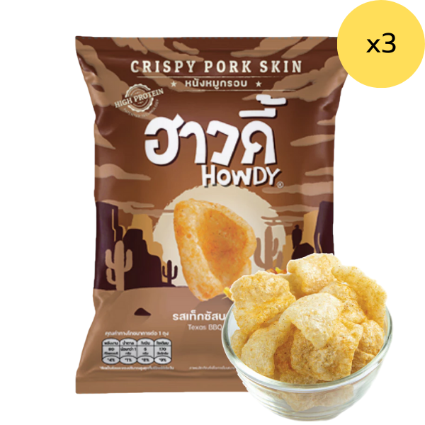Da heo chiên giòn vị thịt nướng kiểu Texas 14g ( gói 3 )
