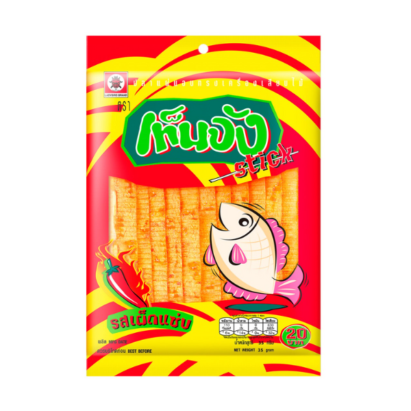 Scharf gewürzte Fischsnacks am Spieß, 35 g