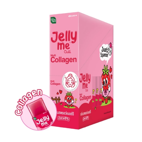เจลลี่ มี คิวทิ คอลลาเจน กลิ่นสตรอเบอร์รี 30g ( แพ็ค 12 ซอง )