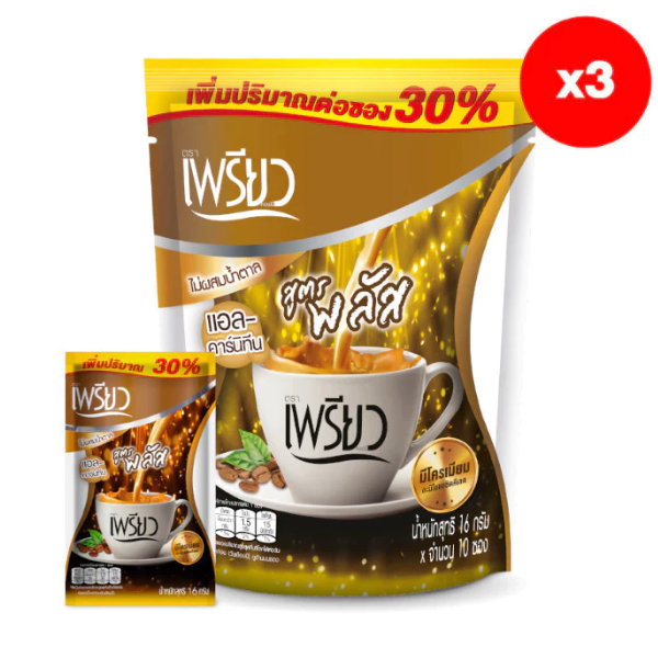 กาแฟปรุงสำเร็จ ไม่ผสมน้ำตาล ชนิดผง 16g 10 ซอง ( แพ็ค 3 )