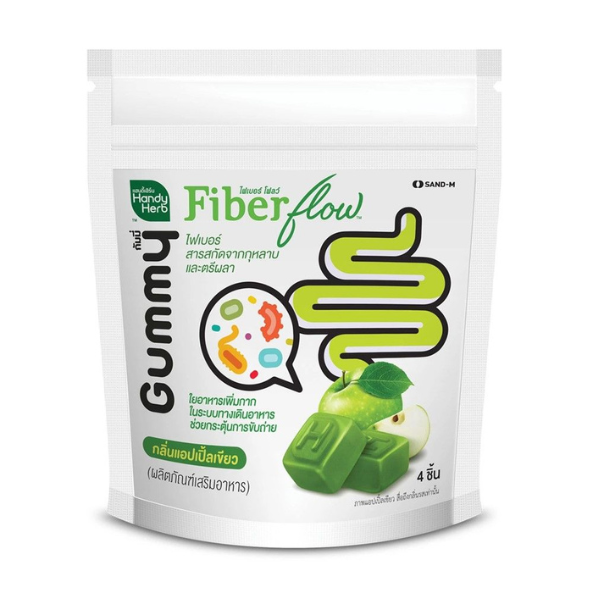 Fiber Flow gummies, green apple flavor, 24g