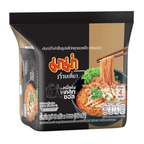 Instant rice noodles with chicken flavor, coated in spicy sauce, 89g (4-pack)