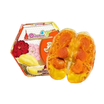 ขนมเปี๊ยะนมสดไข่ทะลัก ทุเรียนฝอยทองไข่เค็ม 500g