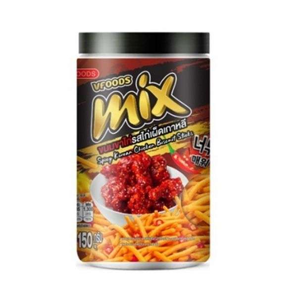 Spicy Korean chicken flavored snack sticks 150g packaging.