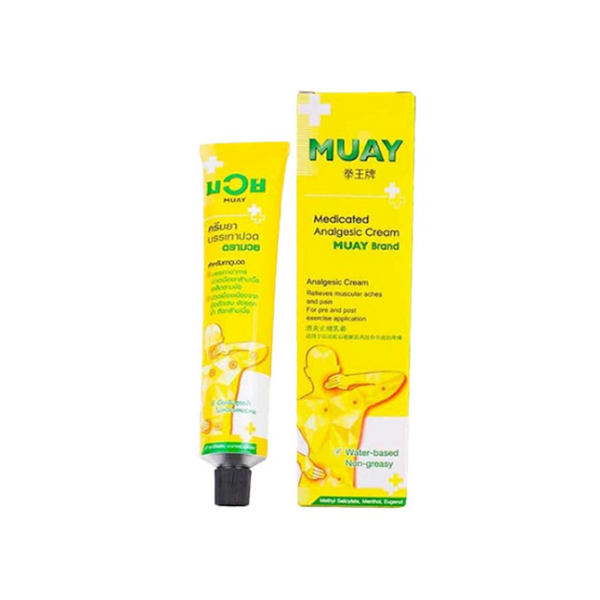 ครีมยาบรรเทาปวด 100g ตรามวยสำหรับบรรเทาอาการปวดกล้ามเนื้อและข้อ