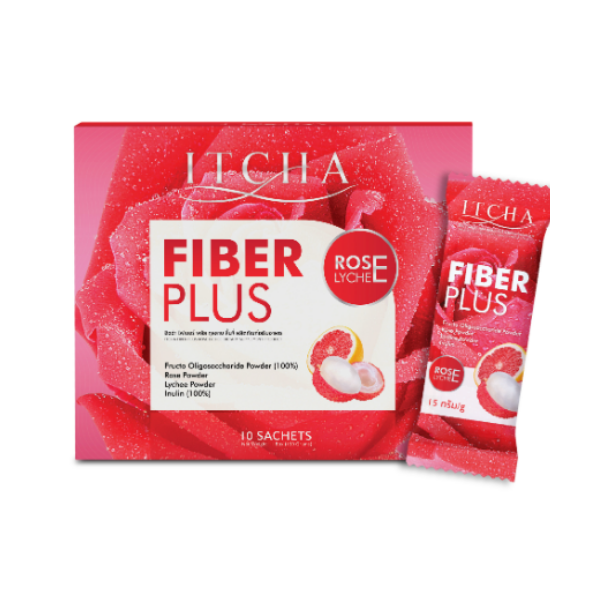 Fiber Plus กุหลาบ ลิ้นจี่ ผลิตภัณฑ์เสริมอาหารไฟเบอร์สูง ขนาด 150g