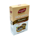 Rice crisps with sesame, 70g box, crispy and aromatic snack.