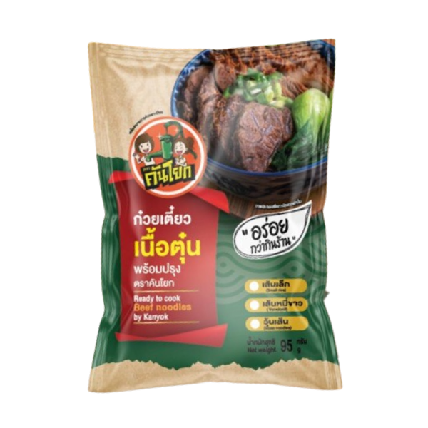 ก๋วยเตี๋ยวเนื้อตุ๋นเส้นวุ้นเส้น 95g พร้อมปรุงอร่อยเข้มข้น
