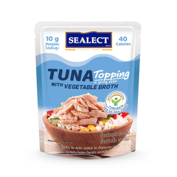ทูน่าท็อปปิ้งน้ำแร่และน้ำซุปผัก 50g