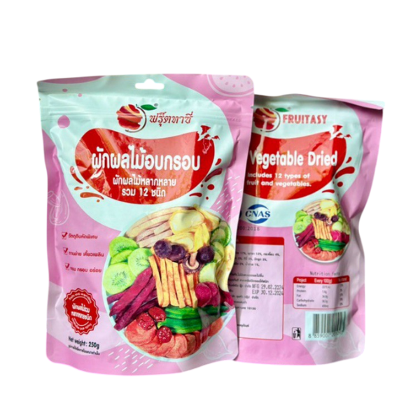 Knusprig getrocknetes Gemüse, 12 Sorten, rosa Verpackung 250g
