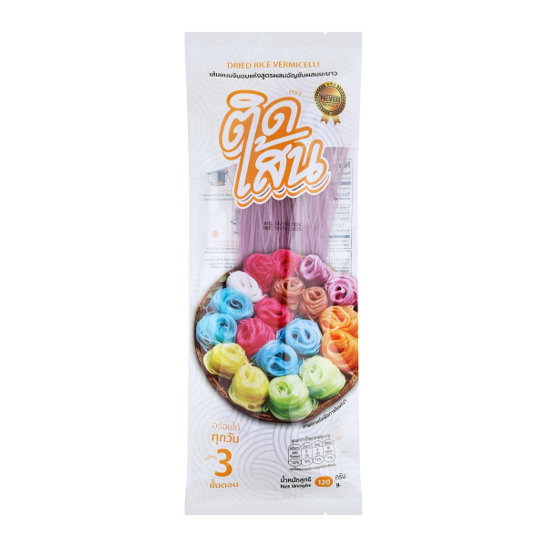 เส้นขนมจีนอบแห้งสูตรผสมอัญชันผสมมะนาว 120g