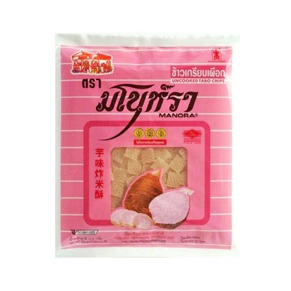 ข้าวเกรียบเผือกดิบ มโนห์รา 500g บรรจุภัณฑ์สีชมพู