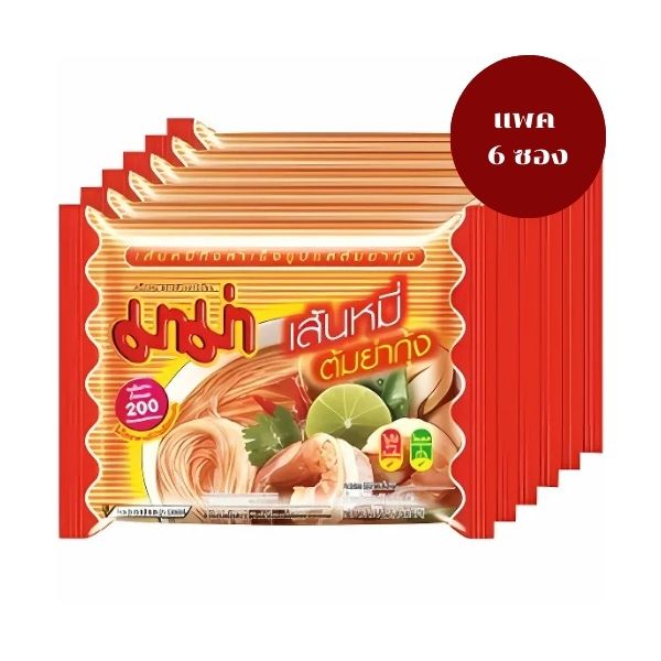 เส้นหมี่กึ่งสำเร็จรูป รสต้มยำกุ้ง ( 55g x แพค 6 ซอง )