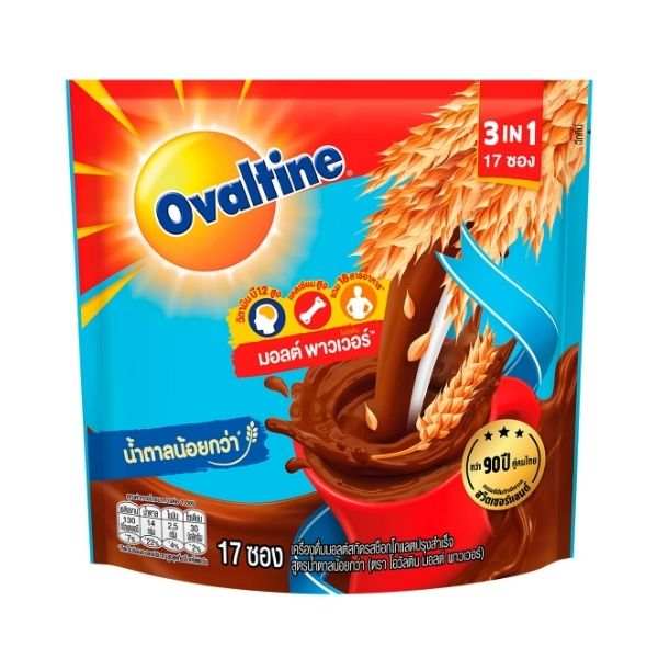 โอวัลติน 3in1 ปรุงสำเร็จ น้ำตาลน้อยกว่า 31g 17 ซอง