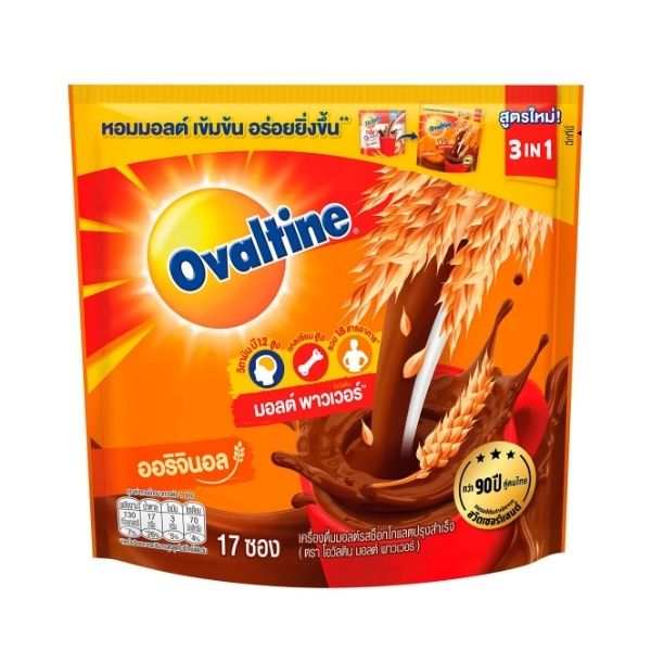 Ovaltine 3in1 instant original, 29g, 17 sachets, convenient family drink.