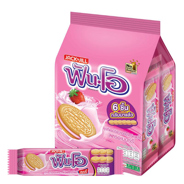 คุกกี้แซนวิชสอดไส้ครีม รสสตรอเบอร์รี่ 40.5g ( แพ็ค 12 )