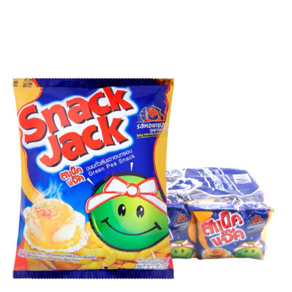 ขนมถั่วลันเตาอบกรอบ รสหอยเชลล์ภูเขาไฟสไปซี่ 15g ( แพ็ค 12 )