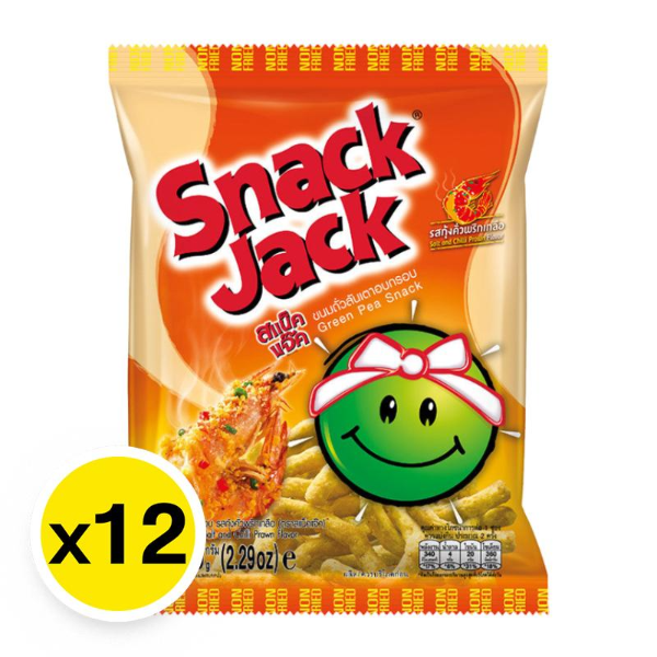 ขนมถั่วลันเตาอบกรอบ กุ้งพริกเกลือ 15g ( แพ็ค 12 )