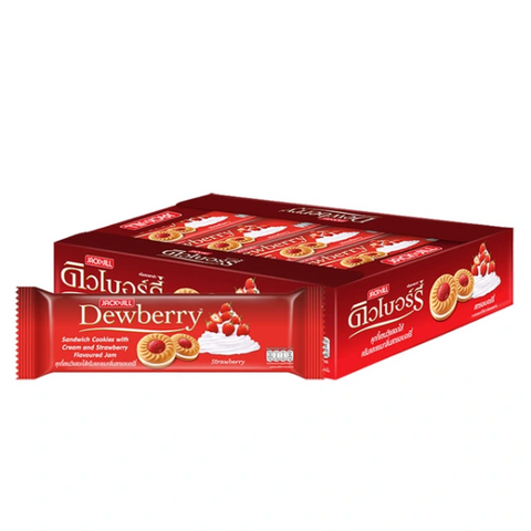 คุกกี้แซนวิชสอดไส้ครีมและแยม กลิ่นสตรอเบอร์รี่ 27g (Pack 12)