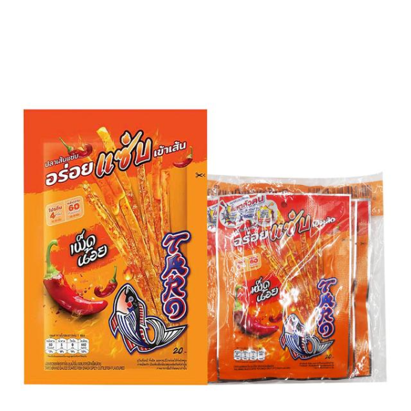 ปลาสวรรค์ เส้นชุบน้ำจิ้ม รสปลาหมึก เผ็ดน้อย 18g ( แพ็ค 6 )